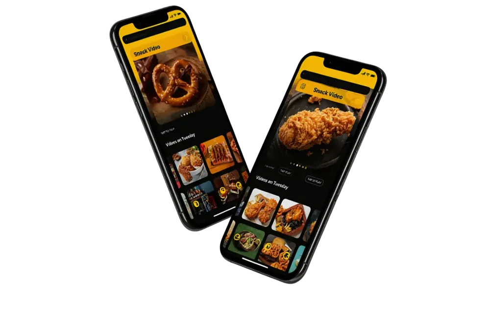 Tampilan aplikasi Snack Video di dua HP Android